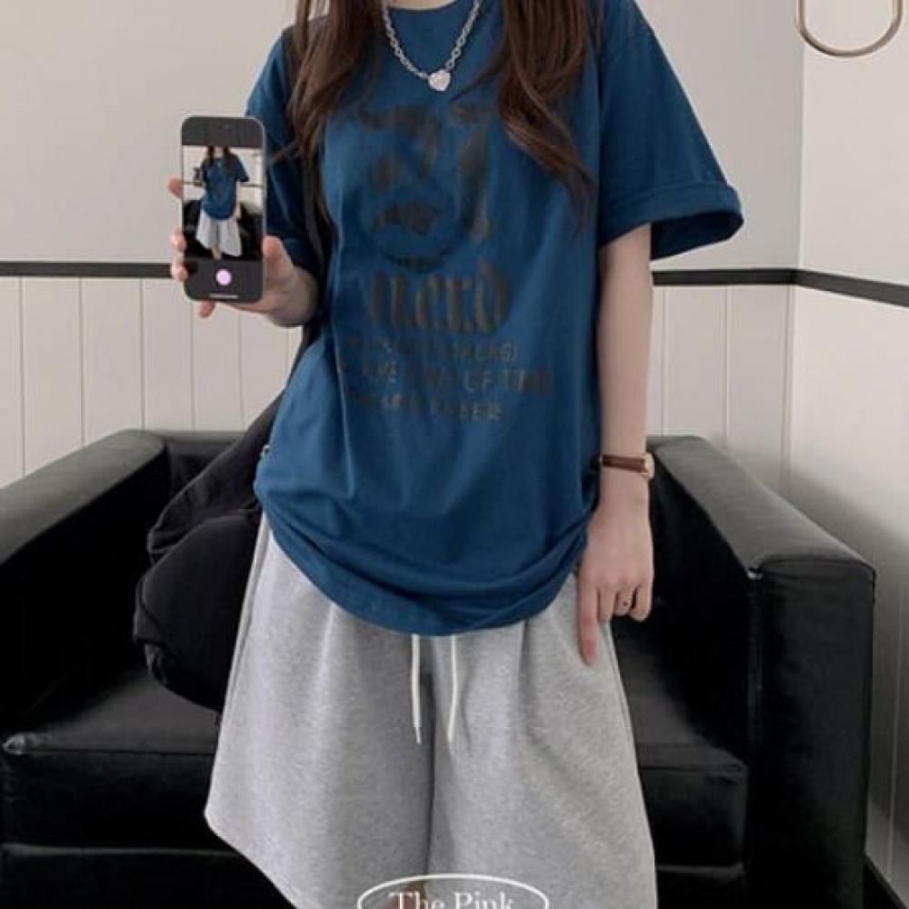 The Pink Men S overSized Logo Crack PrinTing T ShirT