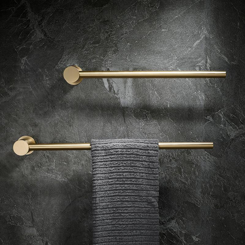 Copper Metal Towel Rod Without Punching Toilet Towel Rack Bold Towel Ring Bathroom Light Luxury Bath Towel Rack Towel Single Rod
