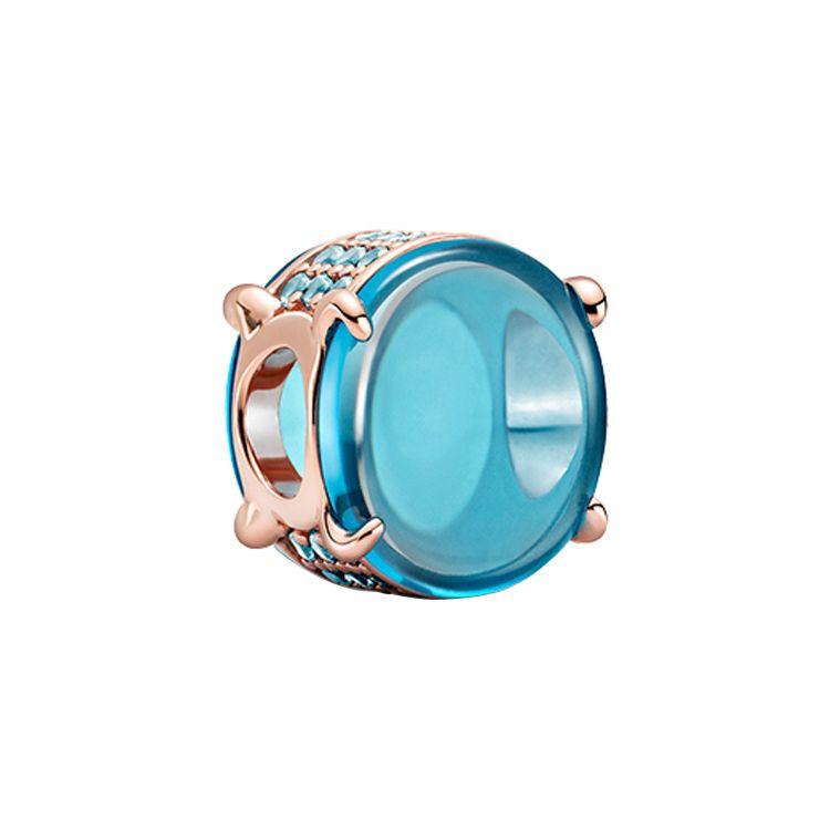 Pandora Rose Gold Blue Oval Gemstone Charm Women Charm 789309C01 Box,Blue
