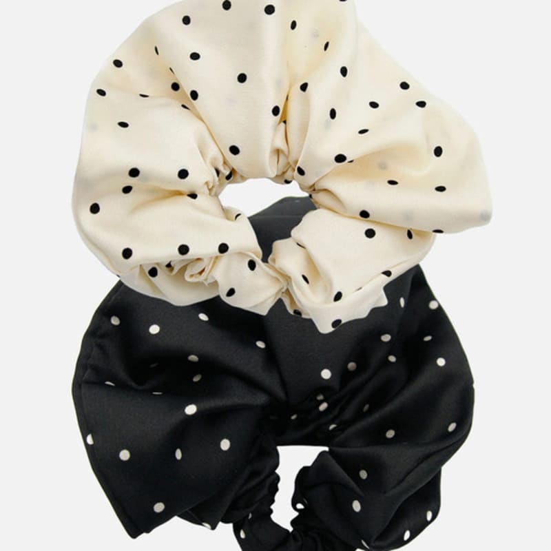 

J.Lauren Сатиновая резинка-полускранчи в горошек H01359 black