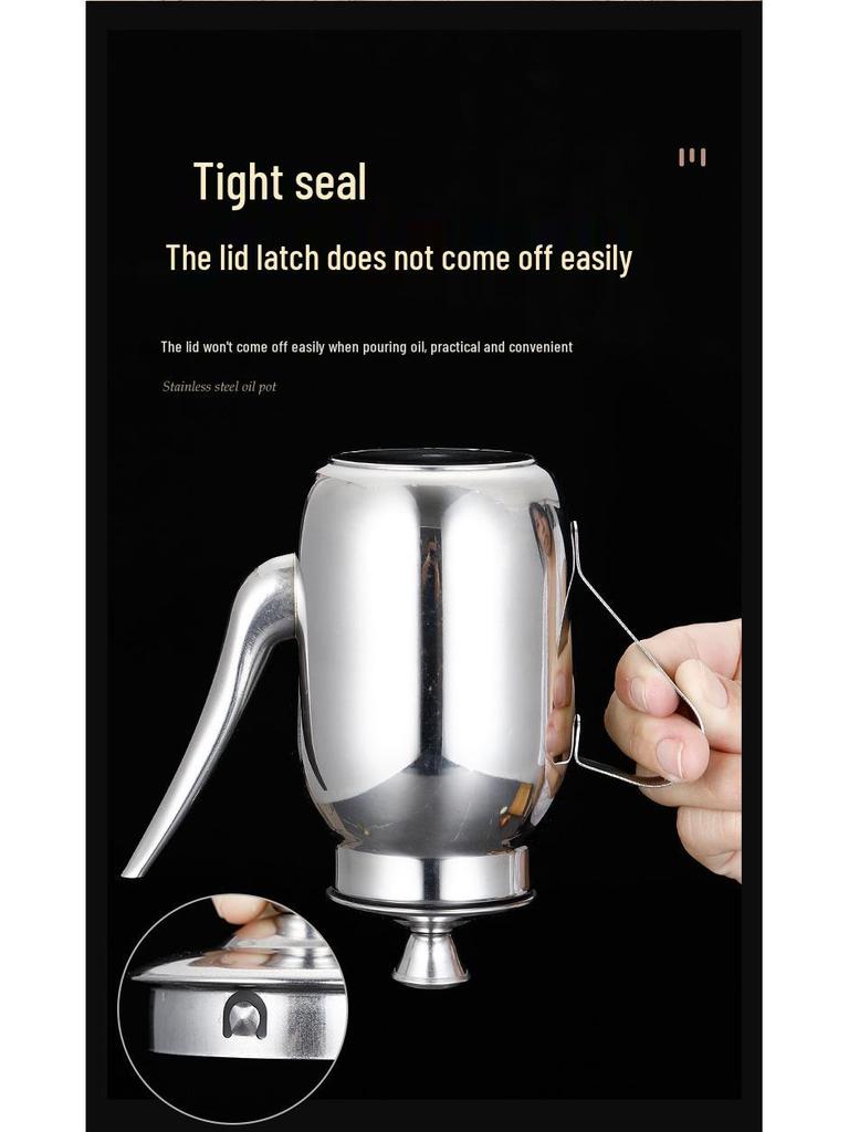 Stainless Steel Oil & Vinegar Pot with Lid for Kitchen & Restaurant Use