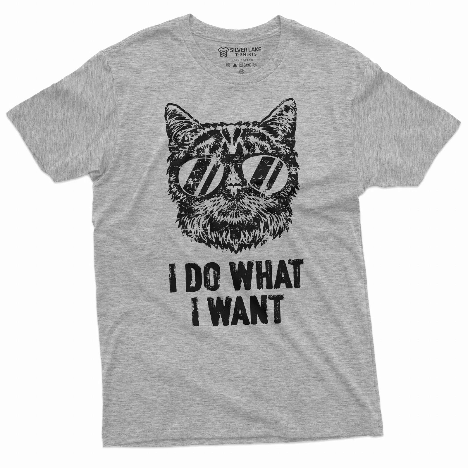 I do what I want cool cat T-shirt Cat with glasses Funny Birthday Gift Tee shirt M