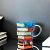 3d Painted Book Cup Glass Coffee Cup Novelty Glass Tea Mug for Book Worms Funny 3d Painted Coffee Cup Unique Painted for Readers