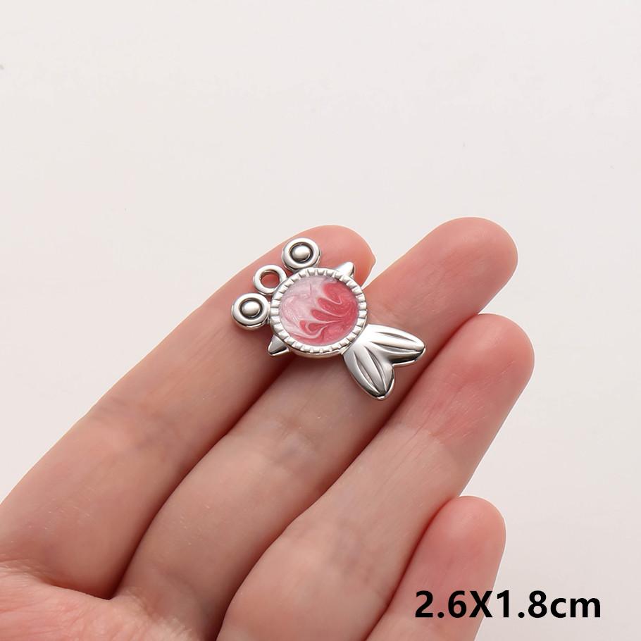 2pcs Marine Animals Pink/Hot Pink Enamel Charm Shell Jellyfish Starfish Conch Stainless Steel Pendant Charms For Jewelry Making