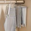 Stainless Steel Folding Pants Hanger – Multi-Layer Magic Clips & Retractable Space-Saving Organizer