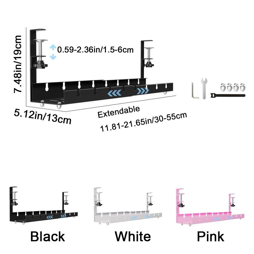 Space Saving Retractable Cable Storage Rack No Drilling Under Desk Cable Shelf  Computer Desk
