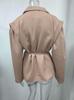 2025 Autumn/Winter European and American Women's Waist-Cinching Lace-Up Loose V-Neck Jacket