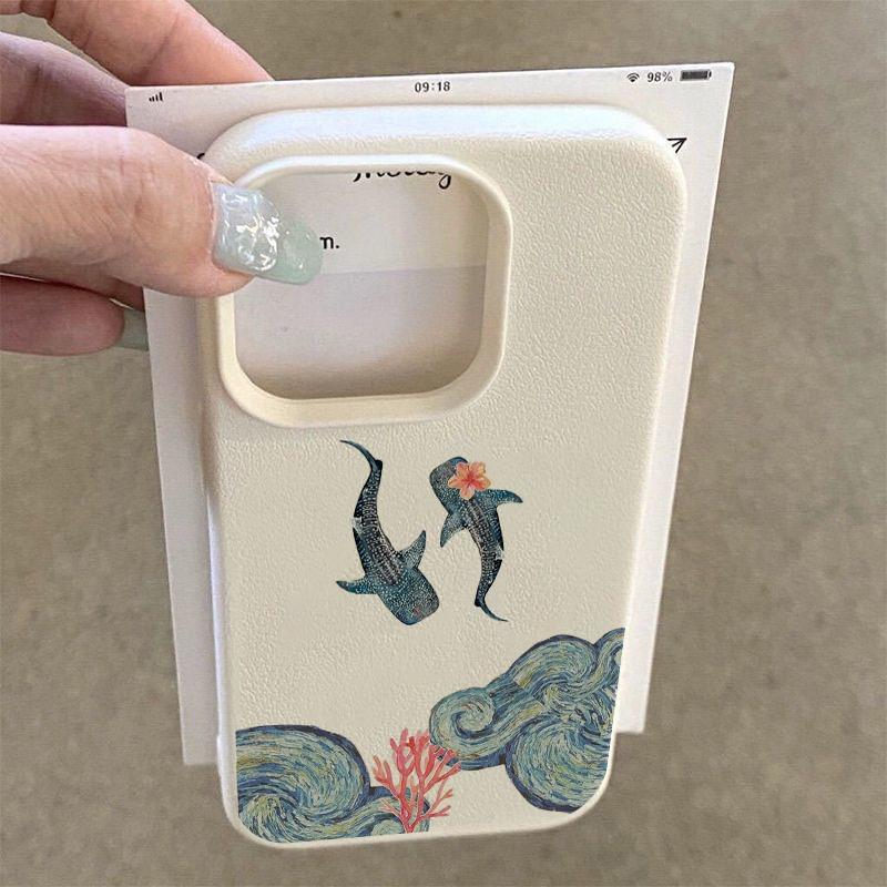 Coral Whale Pattern Phone Case For iPhone 17 16 Pro Case iPhone 13 15 14 11 12 Pro Max 17Air Plus Transparent Shockproof Cover