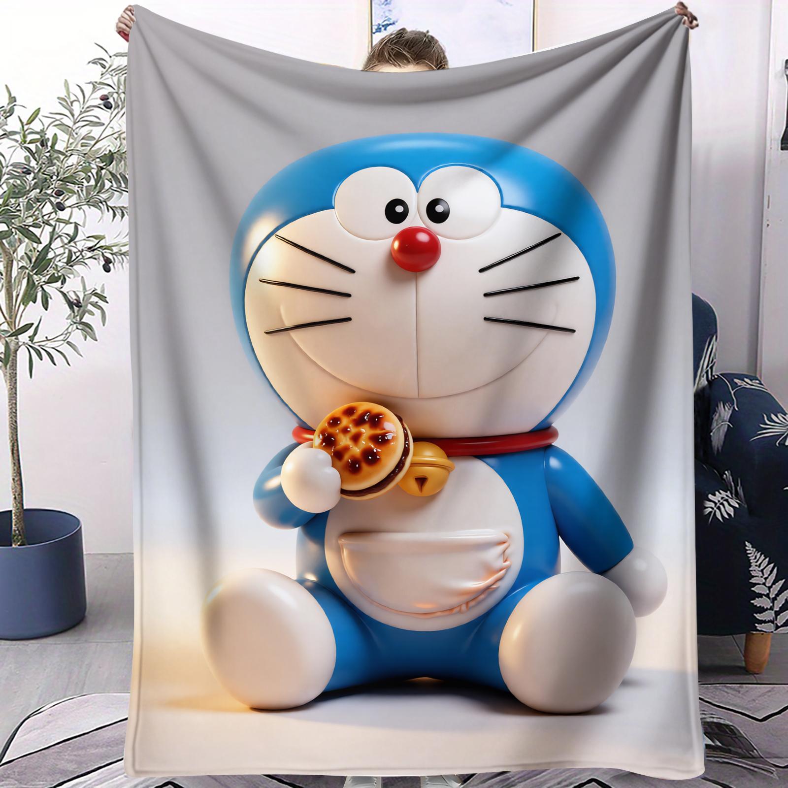 

Trendy Doraemon Blossom Flannel Throw Blanket Durable Soft Warm Small Cover Blanket For Adult Home Dorm Office Picnic Decor 70x100cm