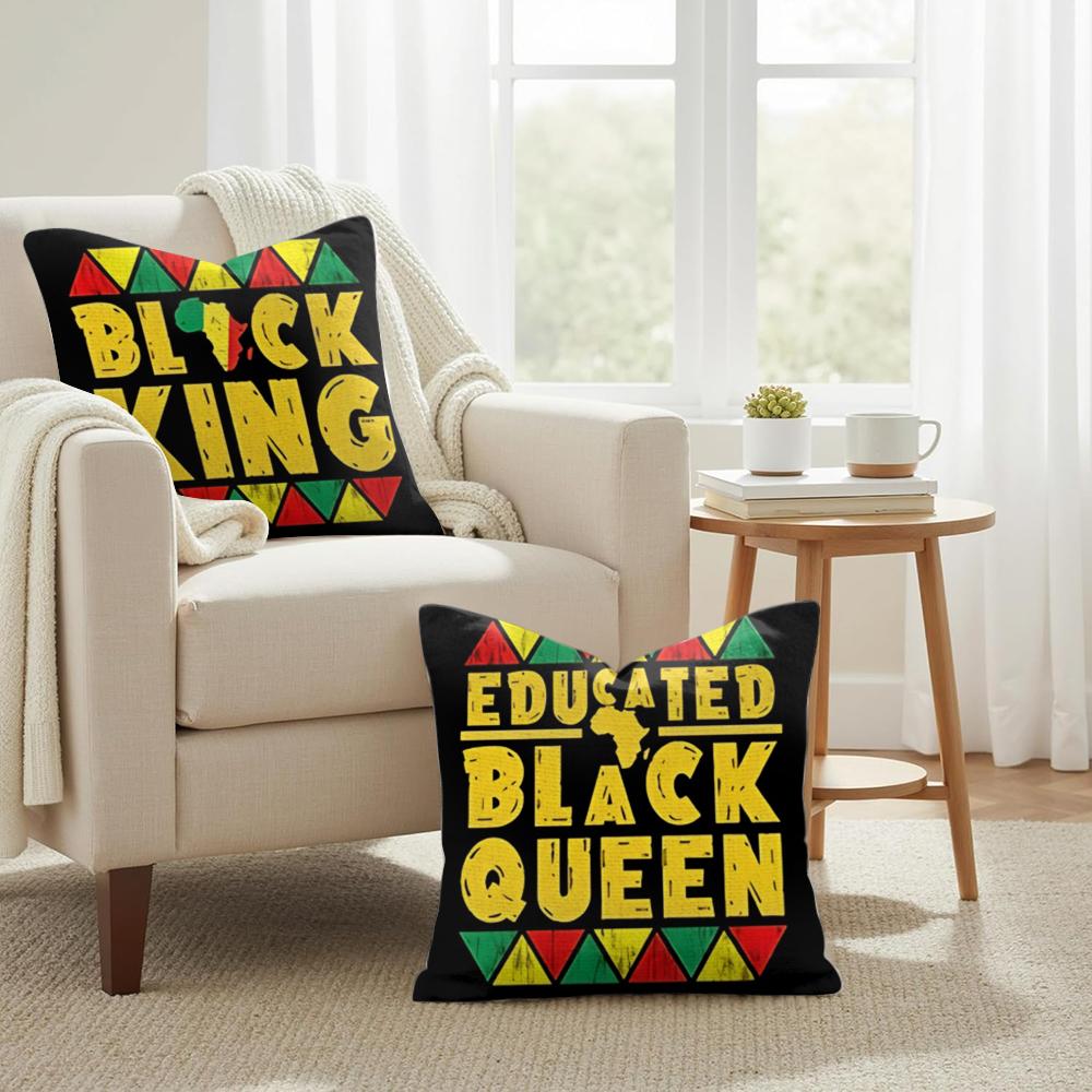 Fun Black History Month Cushion Cover Natural Linen Organic Fabric DoubleSided Printing Couch Pillow Covers Home Decor