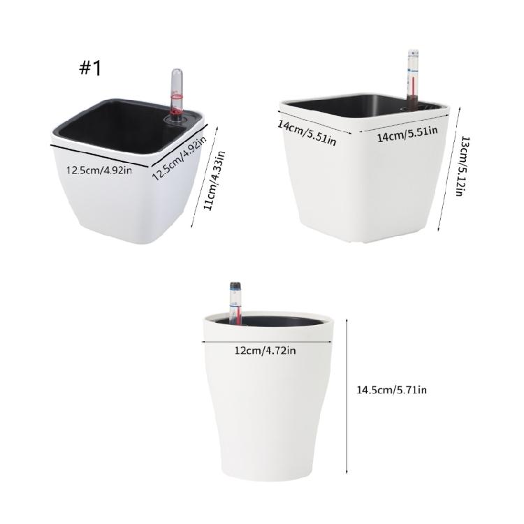 Plastic Self Watering Flowerpot Lazy Desktop Rectangular Square Plant Flower Pots with Water Level Indicators for Office