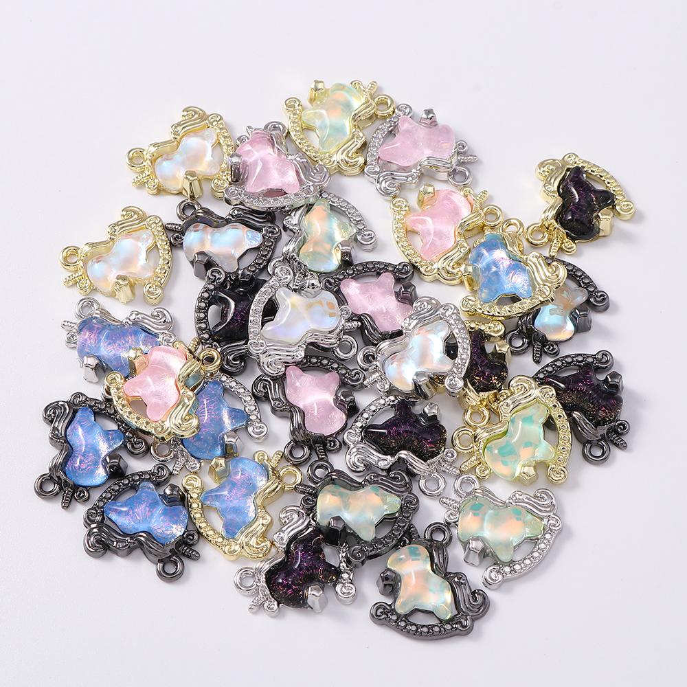 5pcs Cute Crystal CZ Rocking Horse Pendants Charms for Jewelry Making Necklace Earrings Bracelet DIY Handmade Accessories