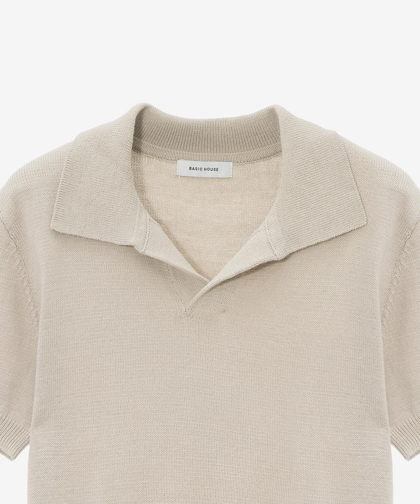 BASIC HOUSE Women'S Acrylic Open Collar Sweater Light Khaki Lzkt3201