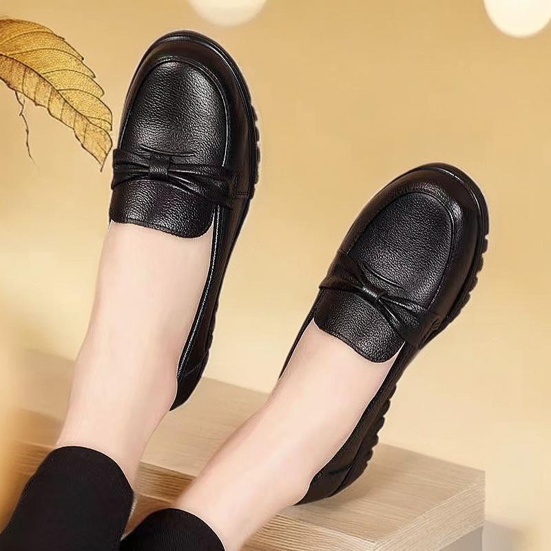 Real Soft Leather Shoes Soft Sole Not Tired Feet Casual Shoes Single Shoes Women's New Non-slip Casual Beans