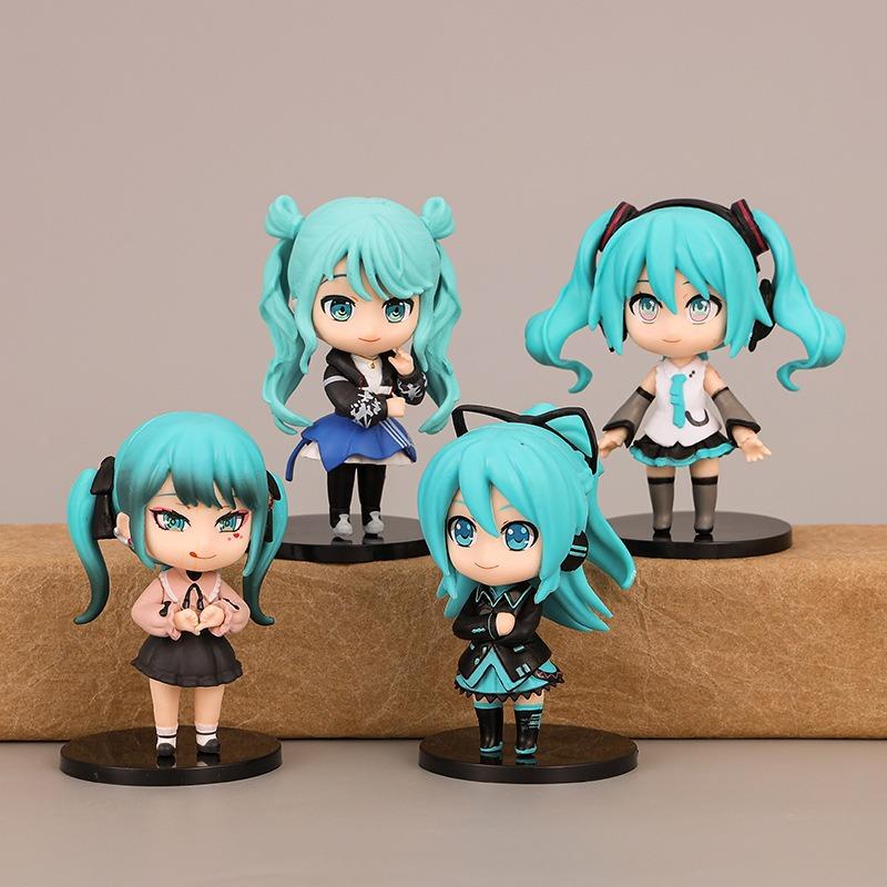 6pcs/set Anime new hatsune miku figure mini character ornaments kawai hatsune table decoration for home adult toy child gifts