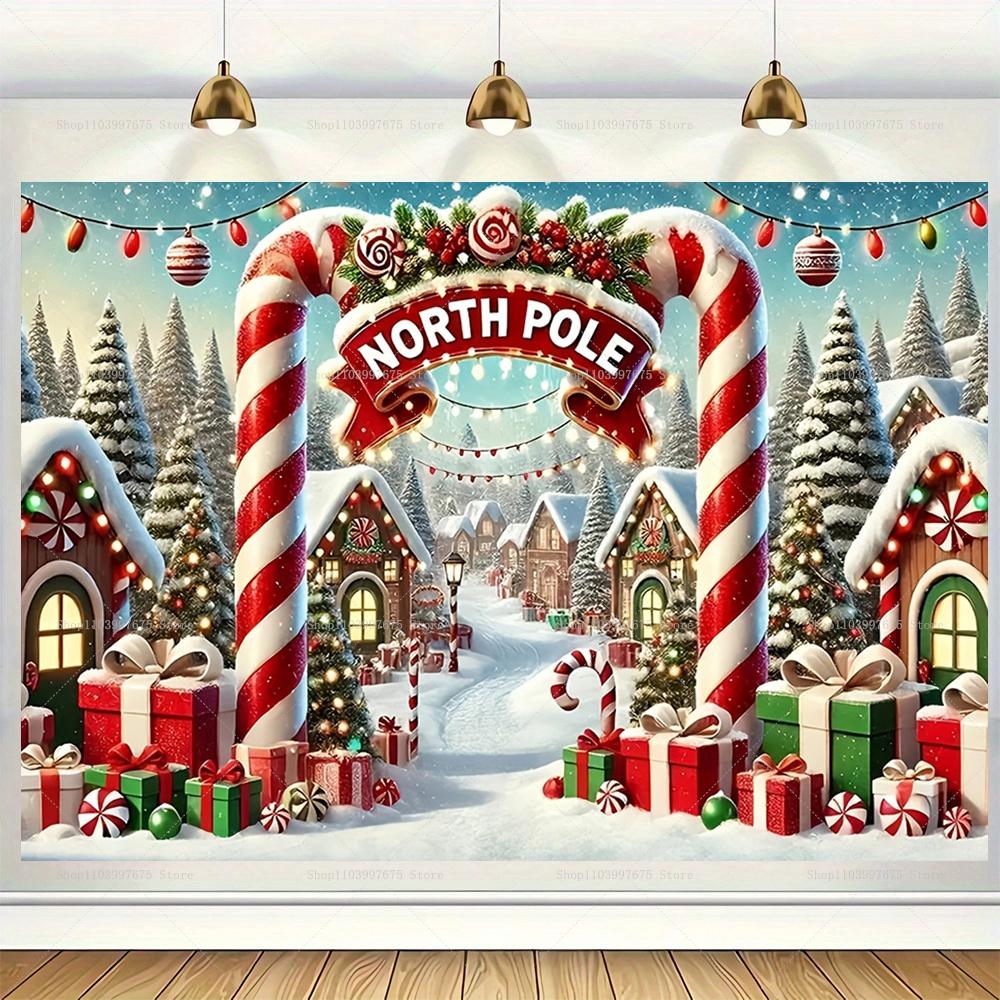 Christmas North Pole decorations, Christmas holiday party decorations, photography backdrop banner, photo booth props, party supplies5398
