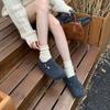 Mori retro woolen platform Boken shoes women's winter new one-pedal velvet cotton shoes fluff