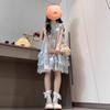 Französisches kleines Flugärmel-Blumen-Tüllkleid Kinder-Sommer Neu Kleines Temperament Prinzessin Kurzkleid