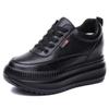 Black Leather Platform Sneakers Thick Sole Non-slip Chunky Shoes Women  New Autumn Winter Fashion Comfortable Casual Shoes