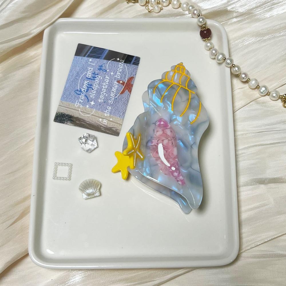 

Уксусная кислота Серия Океан Заколка для волос Элегантная геометрия Зажим-акула Мода Ракушка Заколка для волос Отпуск Style4