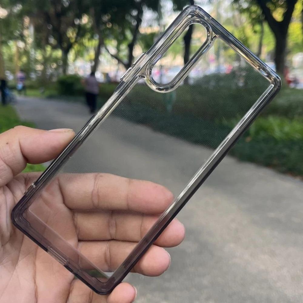 Candy Color Frame Minimalist Acrylic Phone Case Shockproof Transparent TPU Protective Cover For Sony Xperia 10 1 VII VI 5 V