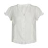 Shop   Women V Neck Frill Lace Sheer Short sleeVe Summer Blouse naVy Fwb Wbl 213