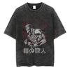 Hotblood Anima Attack on Titan Graphic Print TShirt Men Women Harajuku Vintage Washed Cotton Solf Summer New Tee Oversized Top