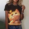 Fashion Cute Cat 3D Print T-Shirts Women O-Neck Short Sleeve T Shirt Casual Kawaii Kitty Tees Harajuku Y2K Tops Female Clothing