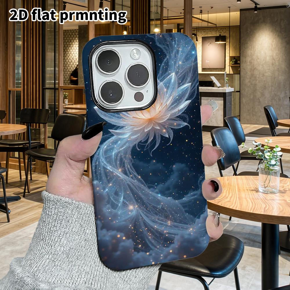 Phone Case: 2D Flat Suitable for iPhone 18 17 16 15 14 13 Pro Film Protective Case, Couple Style, Starry Sky Crystal Lotus, Christmas and Halloween Gi