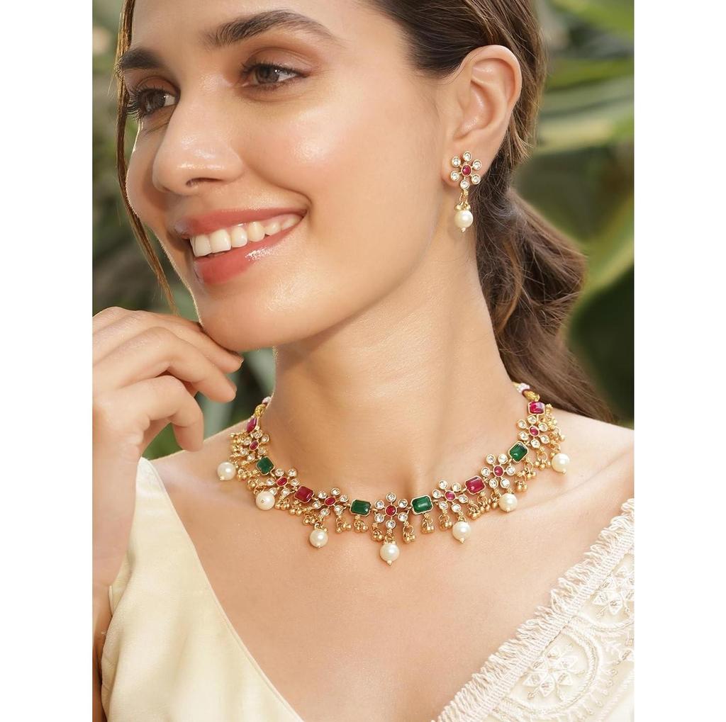 Necklace Set Gold Plated Traditional Stylish Jewellery Gift for Women & Girls