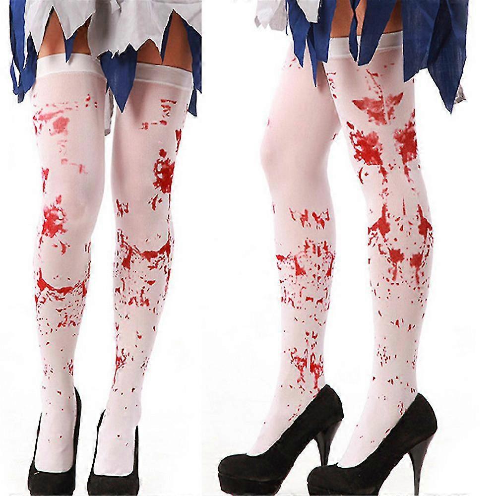 2pairs Halloween Bloody Stockings Horror Bloody Nurse High Socks Cosplay