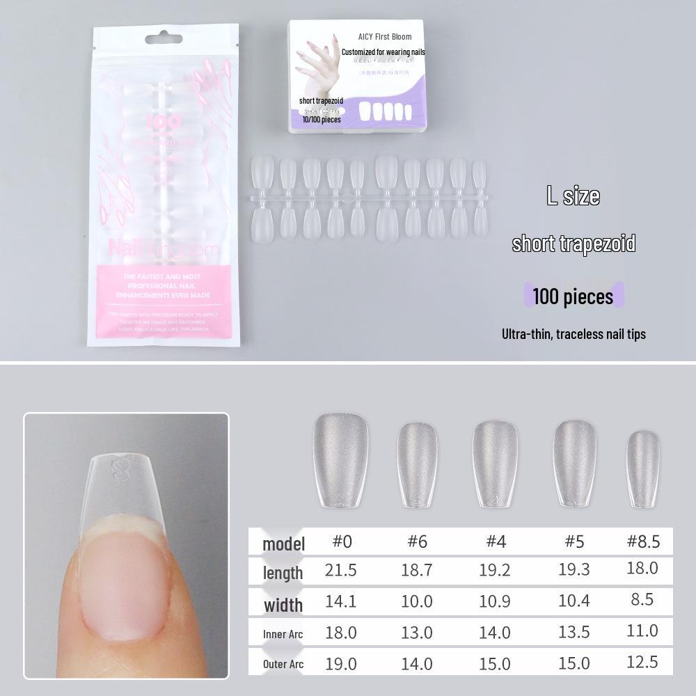 Pre-sized Frosted Ladder-Shaped Nail Tips - 100 Pcs, Thin & No Filing Needed