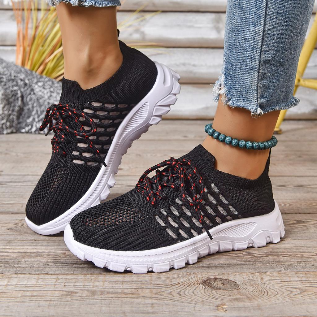 Fashion Women Sneaker Spring Autumn Breathable Mesh Sneakers Woman Non-Slip Light Solid Sports Shoes Women Casual  Lace Up Shoes