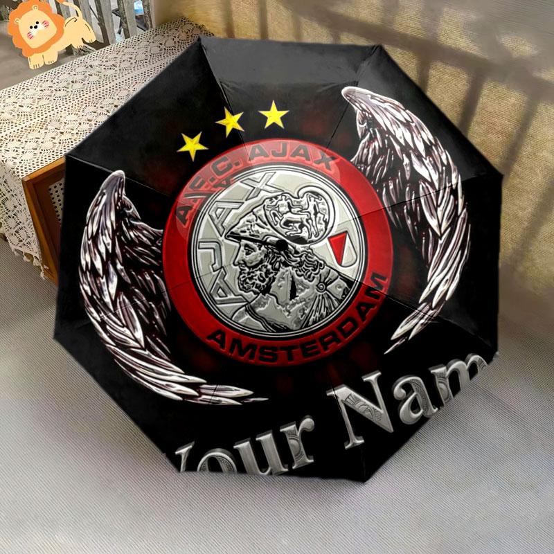 1 PC Automatic Folding Umbrella - AFC Ajax Custom Name Pattern, Portable & Foldable Design with 8 Ribs, Christmas Birthday Gifts