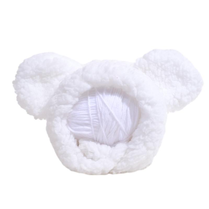 

2PCS Cute Plush Bear Ear Hat for Cats and Dog Puppy Winter Headgear Costume Hat білий