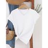 Fashionable Simple Versatile Pure-colored V-neck Short-sleeved Women's T-shirts