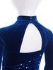Girls Sequined Tutu Dress Long Sleeves Mock Neck Velvet Patchwork Cutout Back Performance Costume
