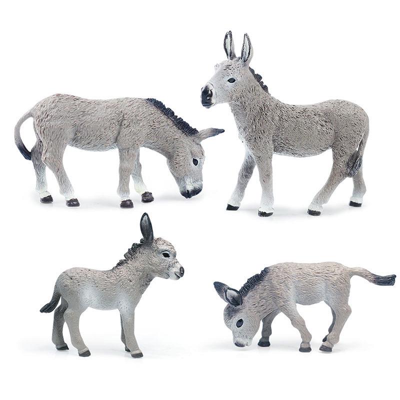 Gray Donkey Figurine: Children's Cognitive Animal Model Toy
