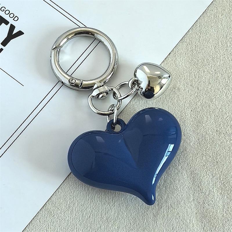 Black Transparent Puffy Heart Charms Keychain Grunge Fashion Bag Backpacks Hanging Ornament Car Key Chain for Women