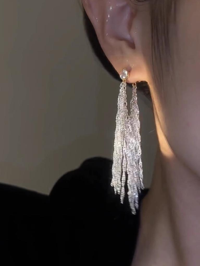 High-end Zircon Tassel Earrings for Women