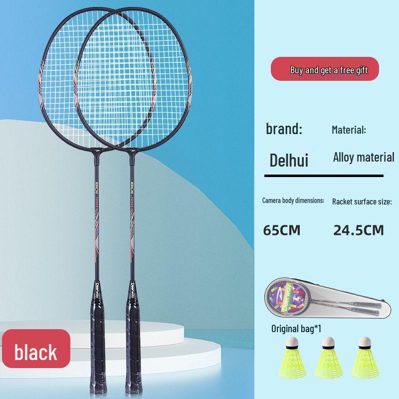 

DELHU Authentic Super Lightweight Badminton Racket Set for Adults with Shuttlecocks - Durable for Competition and Training