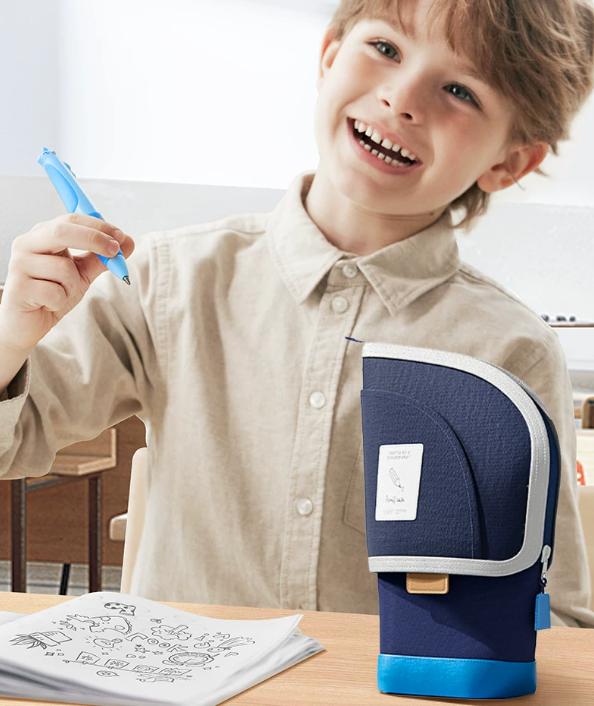 

Student Stationery Bag, Large Capacity Pencil Case, Extendable One Size синий