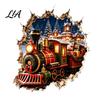Festive Home Decoration Christmas Break-In 3D Wall Decal, Santa Claus/Deer/Snowman/Elf/Dog/Nutcracker/Gingerbread Man Patterns Window Glass