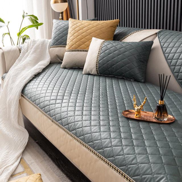 

Роскошный чехол для дивана, 3-местный водонепроницаемый чехол для дивана, однотонный лоскутный стеганый секционный нескользящий чехол для домашних животных Cushion cover45x45cm зелёный