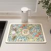 Retro Dish Drying Mats For Kitchen Non-slip Coffee Draining Pad Quick Dry Tableware Placemat Dinnerware Washable