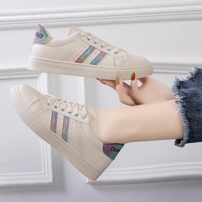 Spring and Autumn Women Sneakers Casual Walking Shoes Woman Flat Lace Up Sneakers Flat-bottomed Casual Shoes