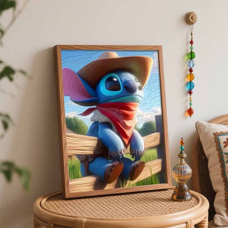 Disney animation digital oil painting Cowboy Stitch diy handpainted coloring painting home decoration, suitable for wall art decor gifts