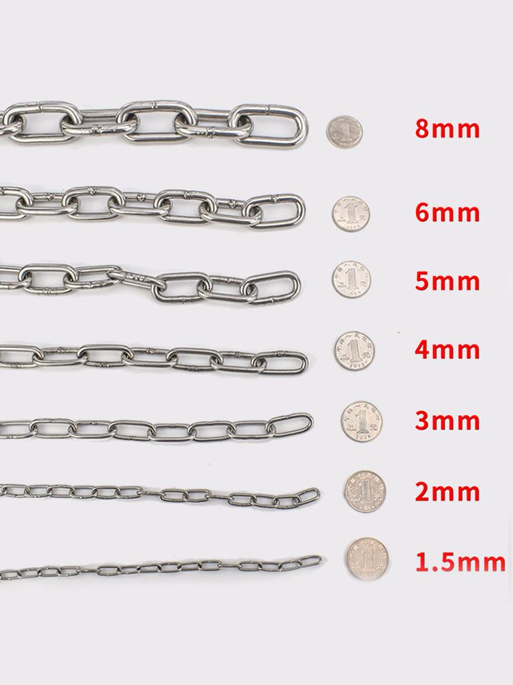304 Stainless Steel Chain: Long & Short Links for Clothesline, Pet Chain, Swing, Guardrail, Lifting, and Chandelier.