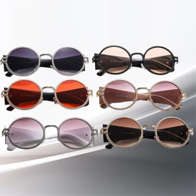 Modische Runde Punk-Sonnenbrille Ovaler UV-Schutz Hip-Hop-Shades Retro Reise Streetwear-Brille Für Damen & Herren