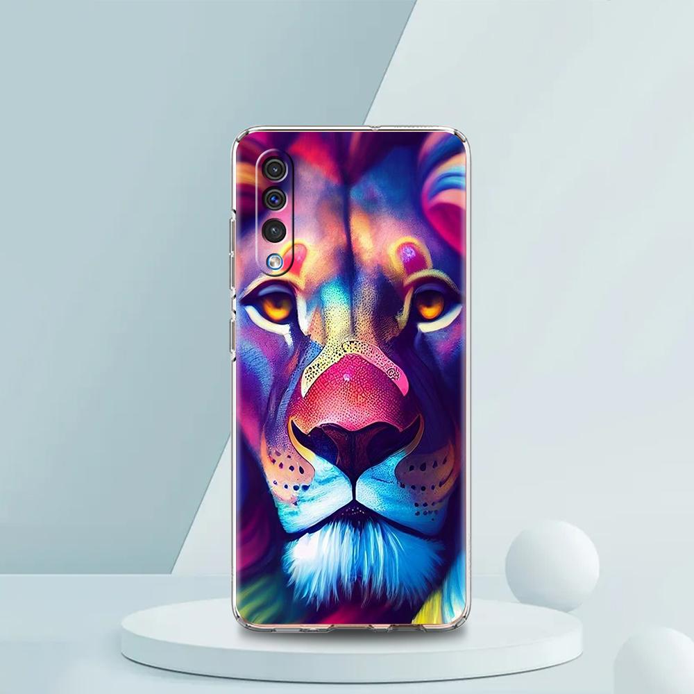 Colorful Lion Transparent Phone Case for Samsung Galaxy A16 A14 A12 A22 A24 A42 A02 A03S A06 A50 A70 A20 A30 A40 Soft Cover Bags